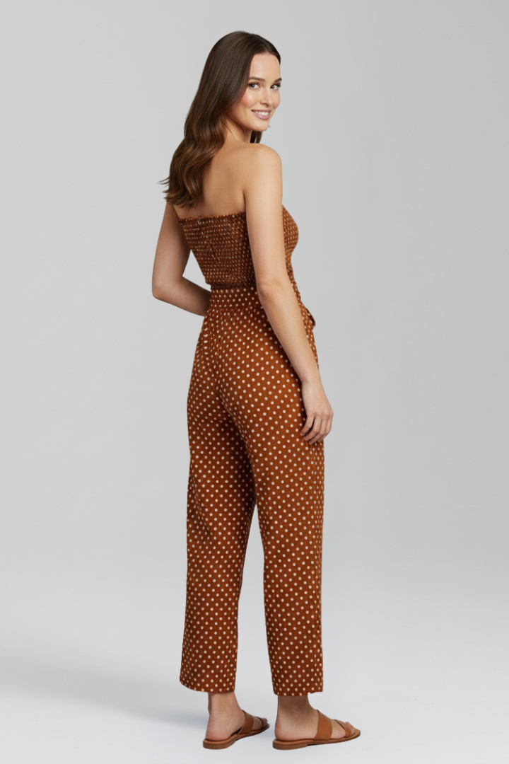 Lena | Bandeau Neckline Jumpsuit with Button Front