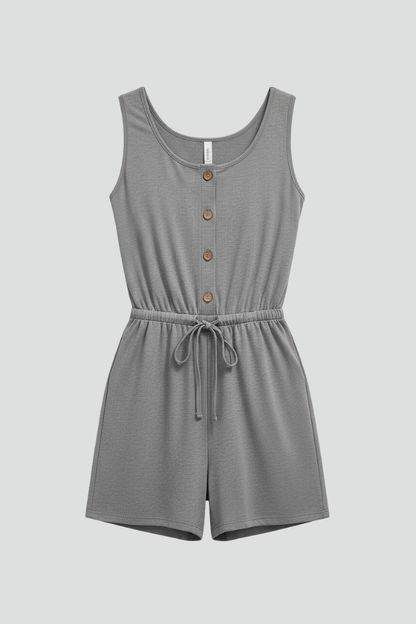 Lila | Chic Button-Front Jumpsuit with Drawstring Waist