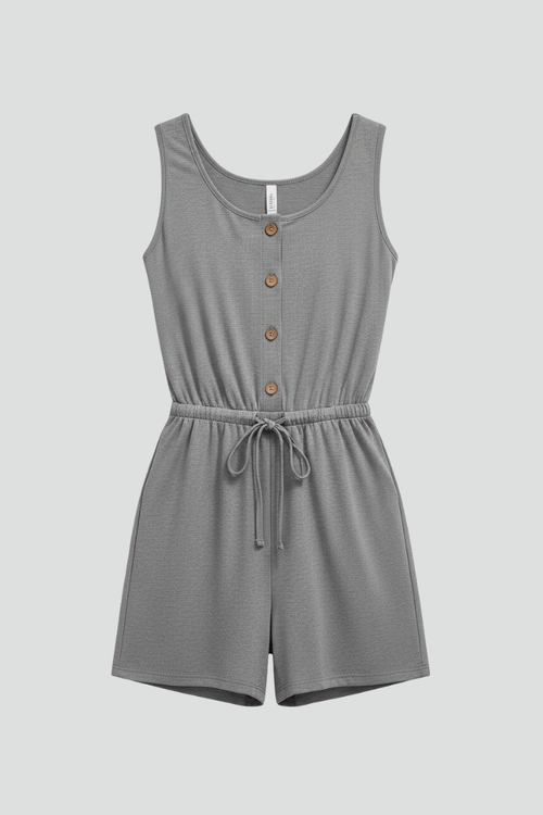 Lila | Chic Button-Front Jumpsuit with Drawstring Waist