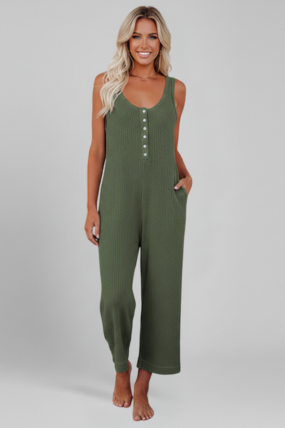 Lena | Chic Jumpsuit with Button Placket and Side Pockets