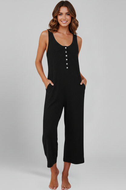 Lena | Chic Jumpsuit with Button Placket and Side Pockets