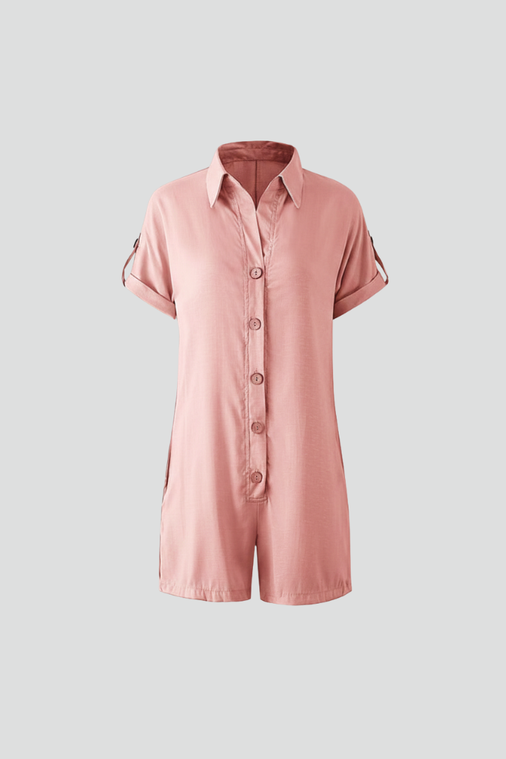 Lena | Chic Collared Jumpsuit with Button Placket