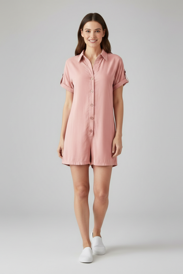 Lena | Chic Collared Jumpsuit with Button Placket