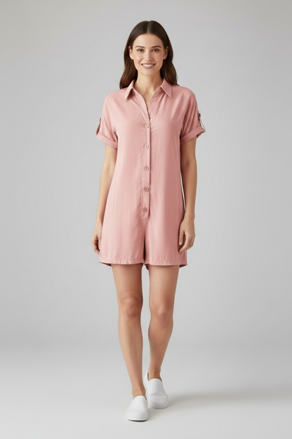 Lena | Chic Collared Jumpsuit with Button Placket