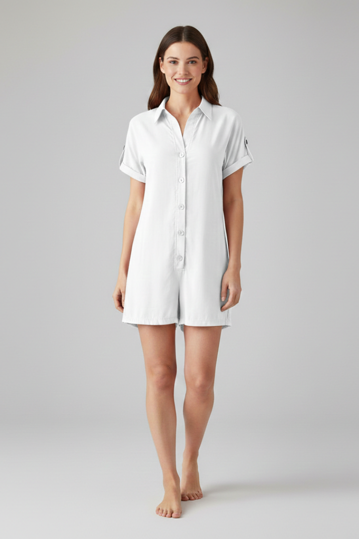 Lena | Chic Collared Jumpsuit with Button Placket