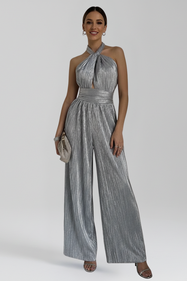 Lena | Pleated Halter Neck Jumpsuit