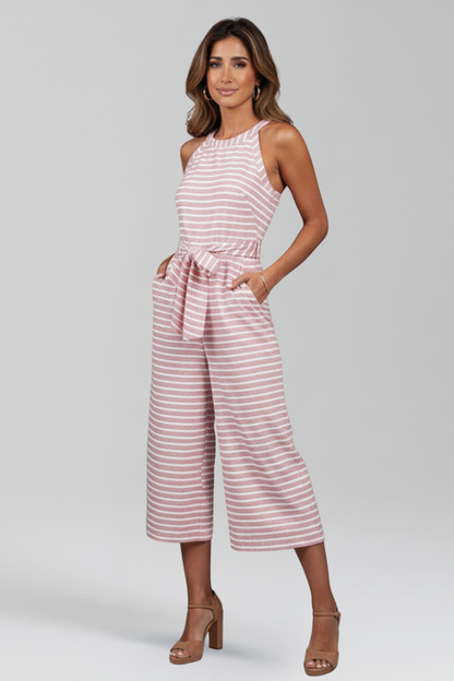 Lila | Halter Neck Jumpsuit with Waist Belt
