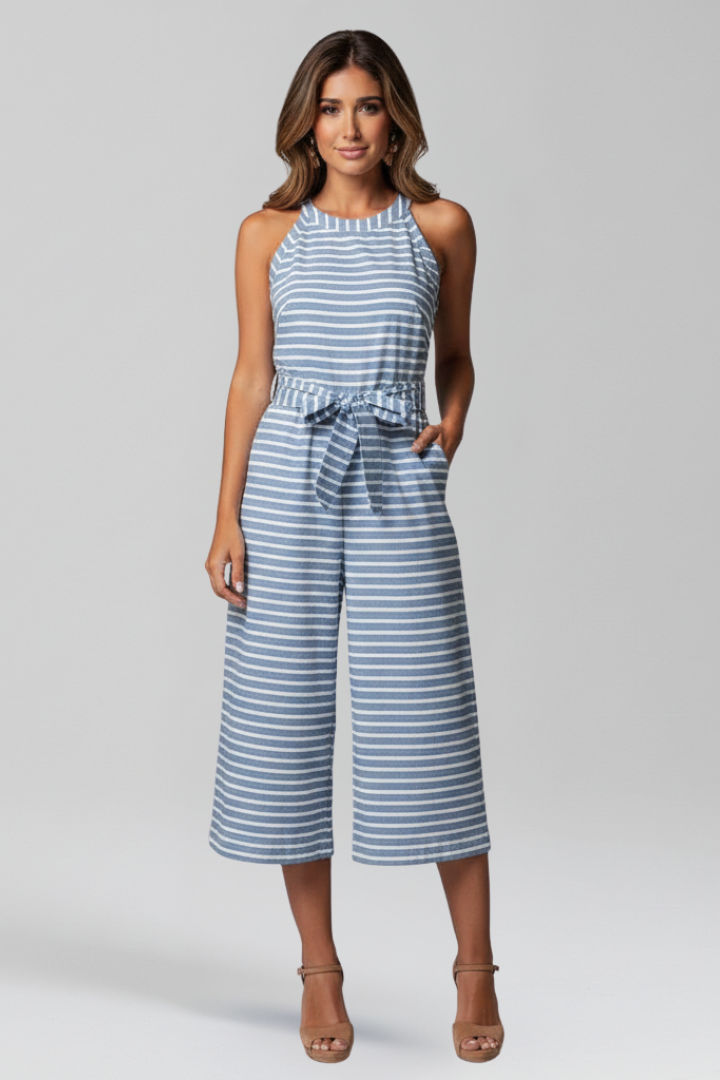 Lila | Halter Neck Jumpsuit with Waist Belt