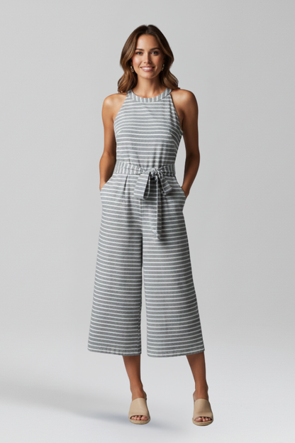 Lila | Halter Neck Jumpsuit with Waist Belt