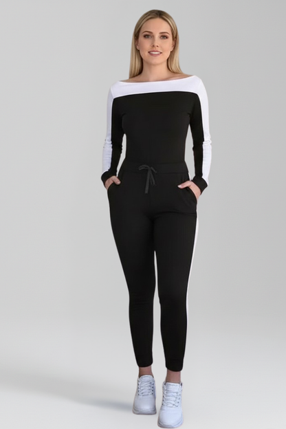 Luna | Hooded Jumpsuit with Side Stripes