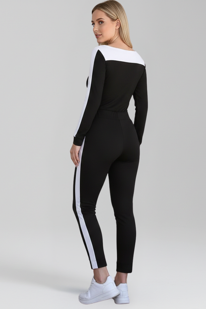 Luna | Hooded Jumpsuit with Side Stripes