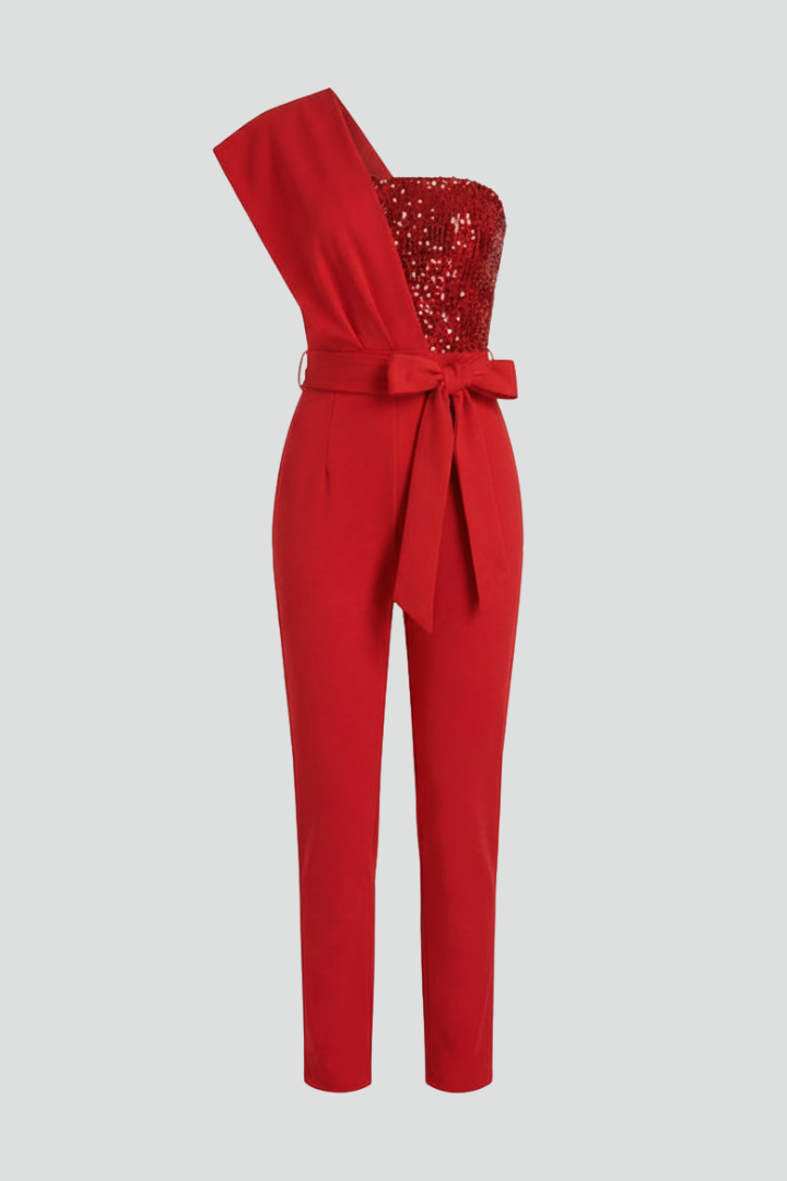 Lena | One-Shoulder Jumpsuit with Tied Waist