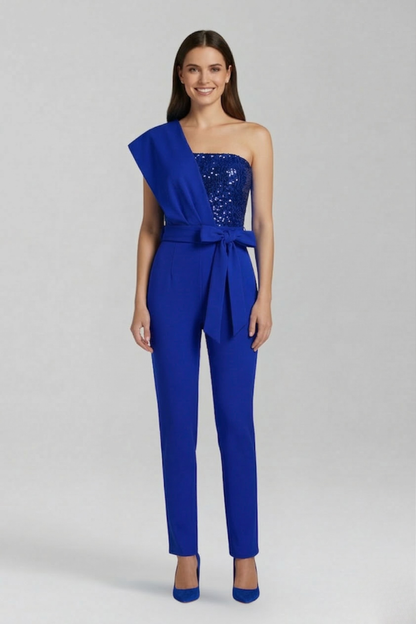 Lena | One-Shoulder Jumpsuit with Tied Waist