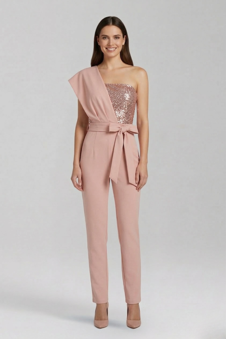Lena | One-Shoulder Jumpsuit with Tied Waist