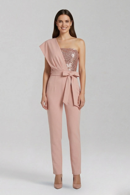 Lena | One-Shoulder Jumpsuit with Tied Waist