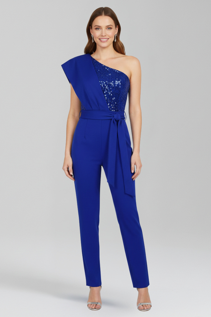 Lena | One-Shoulder Jumpsuit with Tied Waist