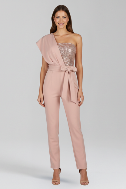 Lena | One-Shoulder Jumpsuit with Tied Waist