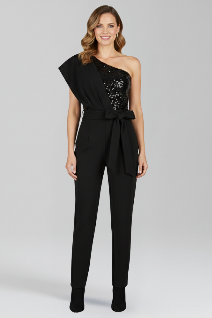 Lena | One-Shoulder Jumpsuit with Tied Waist