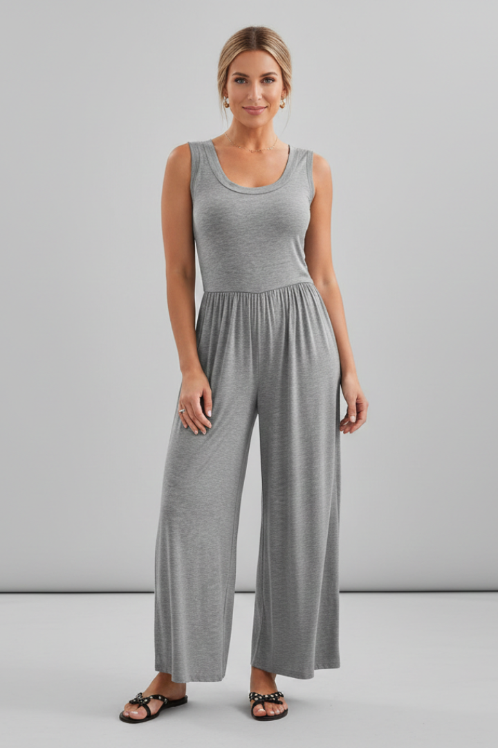 Lena | Chic Round Neck Jumpsuit with Elastic Waist