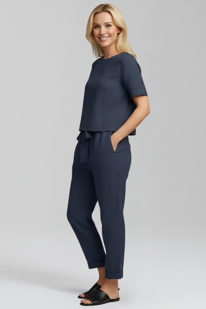 Lila | Chic Round Neck Jumpsuit with Pockets