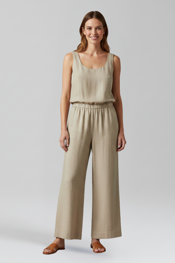 Lila | Chic Round Neck Jumpsuit with Pockets