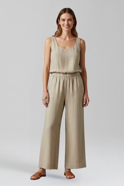 Lila | Chic Round Neck Jumpsuit with Pockets