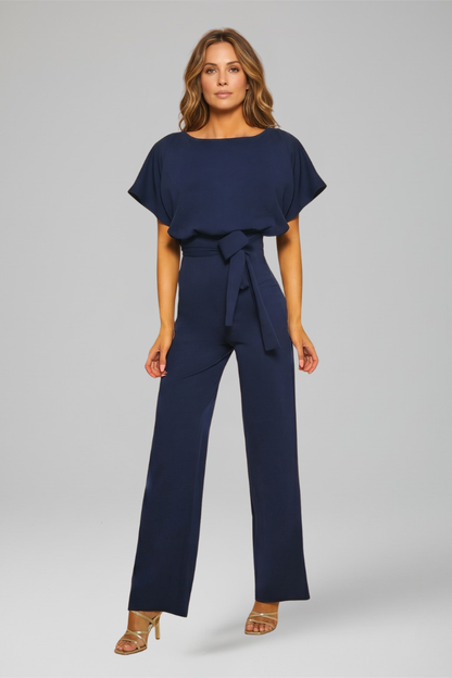 Lila | Chic Round Neck Wide-Leg Jumpsuit