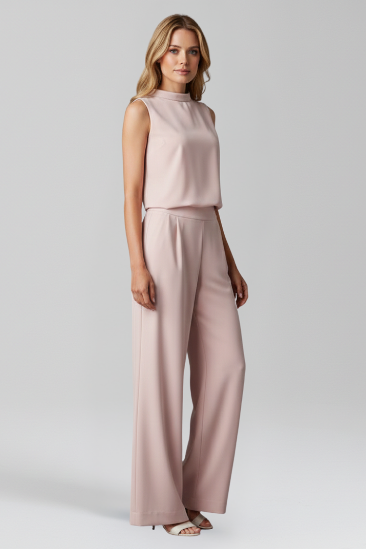 Lila | Chic Round Neck Wide-Leg Jumpsuit