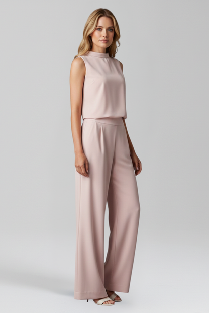 Lila | Chic Round Neck Wide-Leg Jumpsuit