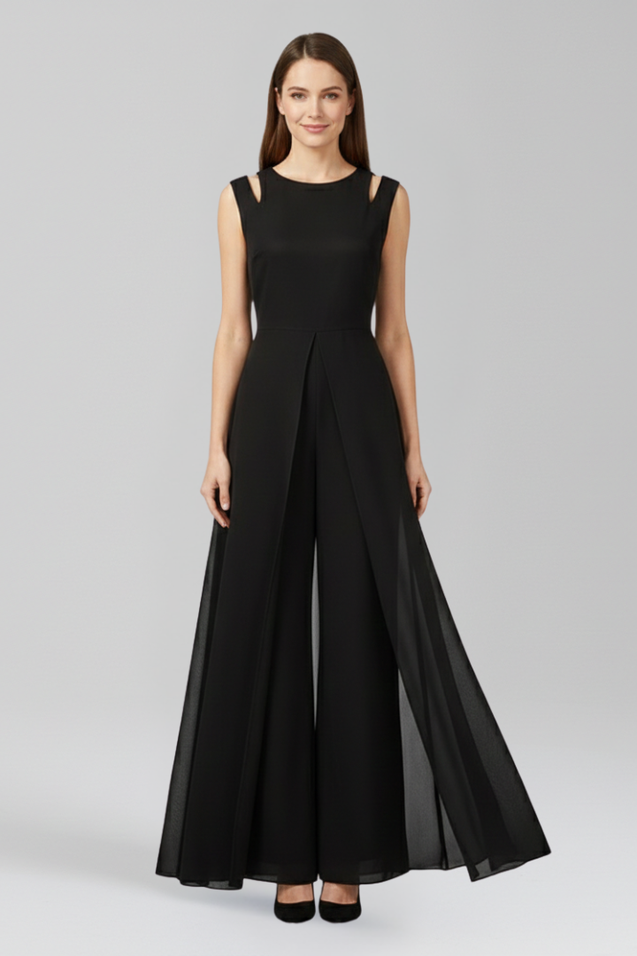 Lila | Chic Round Neck Wide-Leg Jumpsuit