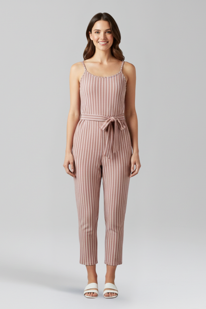 Luna | Chic Tied-Waist Jumpsuit with Shoulder Straps