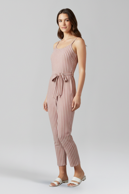 Luna | Chic Tied-Waist Jumpsuit with Shoulder Straps