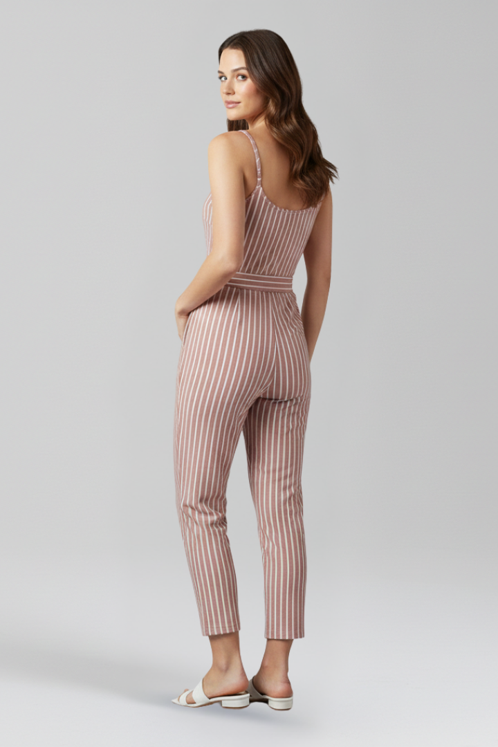 Luna | Chic Tied-Waist Jumpsuit with Shoulder Straps