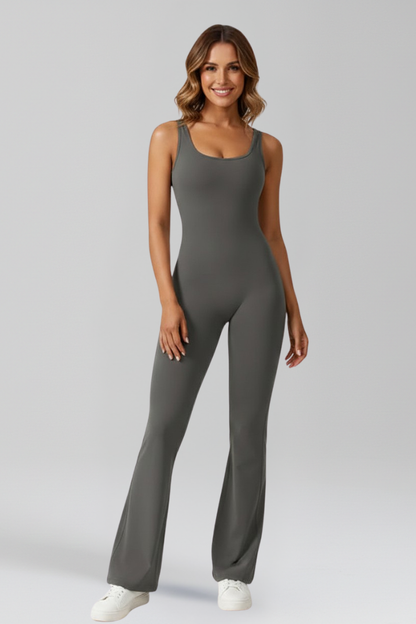 Luna | Sleek Sleeveless Flared Jumpsuit