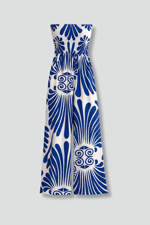 Elena | Strapless Printed Jumpsuit