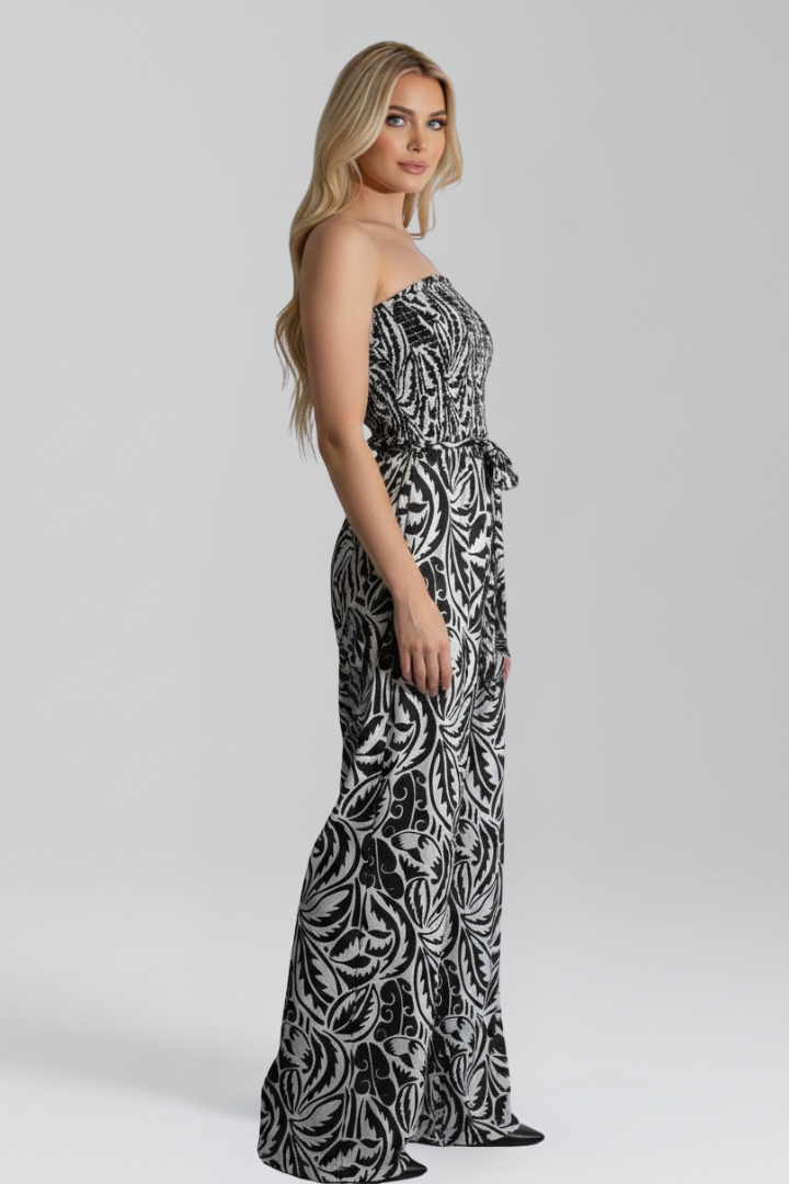 Elena | Strapless Printed Jumpsuit