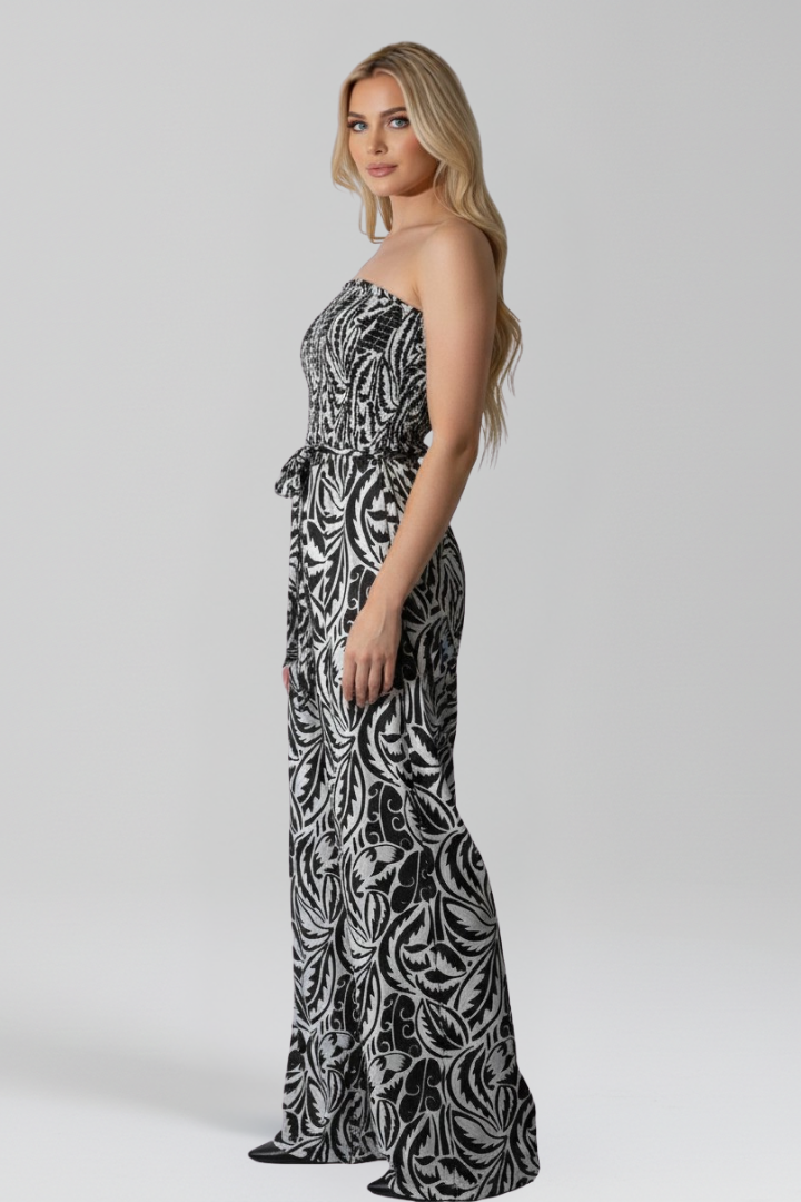 Elena | Strapless Printed Jumpsuit