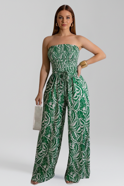 Luna | Strapless Printed Jumpsuit