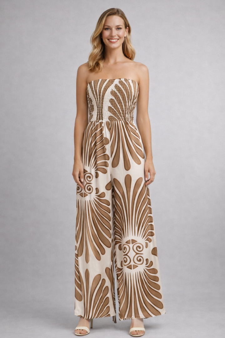 Elena | Strapless Printed Jumpsuit