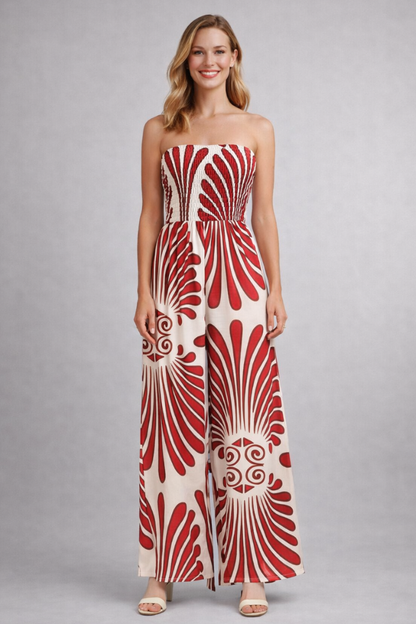 Elena | Strapless Printed Jumpsuit
