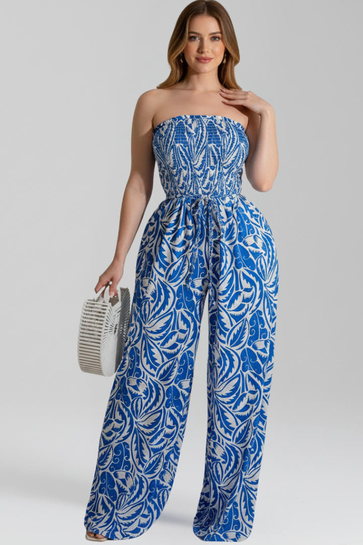 Elena | Strapless Printed Jumpsuit