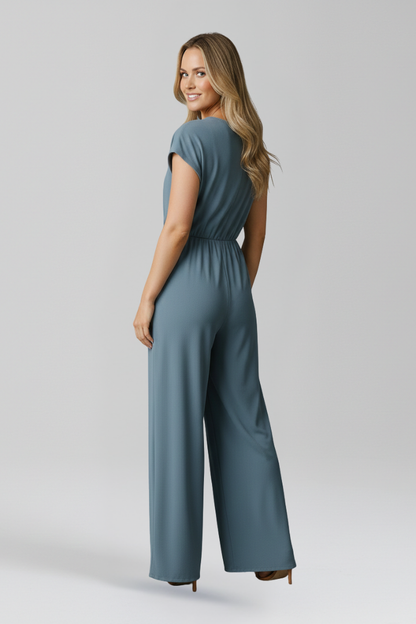 Luna | V Neck Jumpsuit with Tied Waist