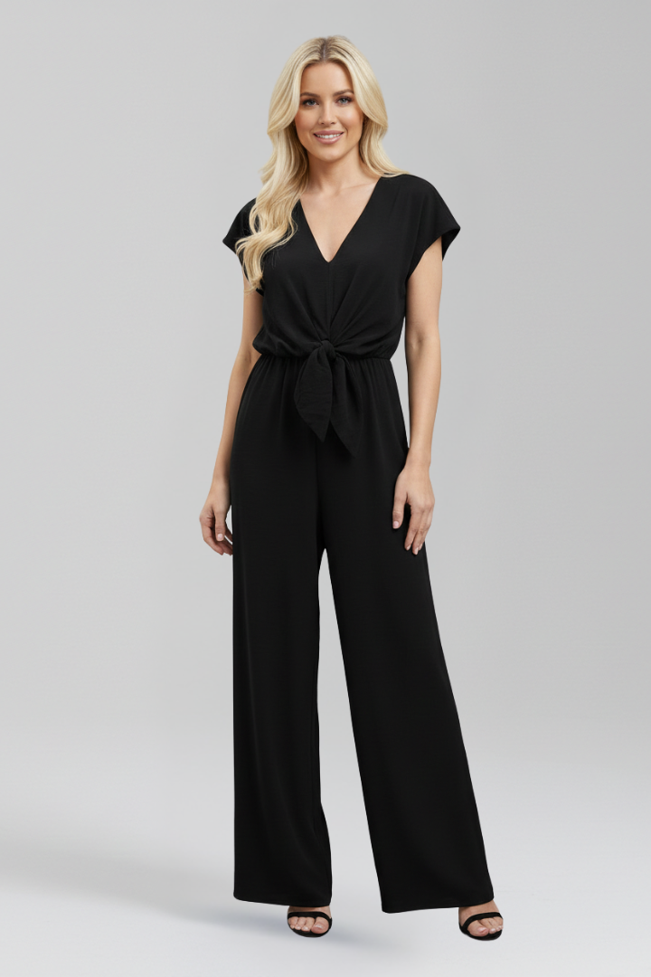 Luna | V Neck Jumpsuit with Tied Waist