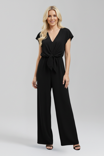 Luna | V Neck Jumpsuit with Tied Waist