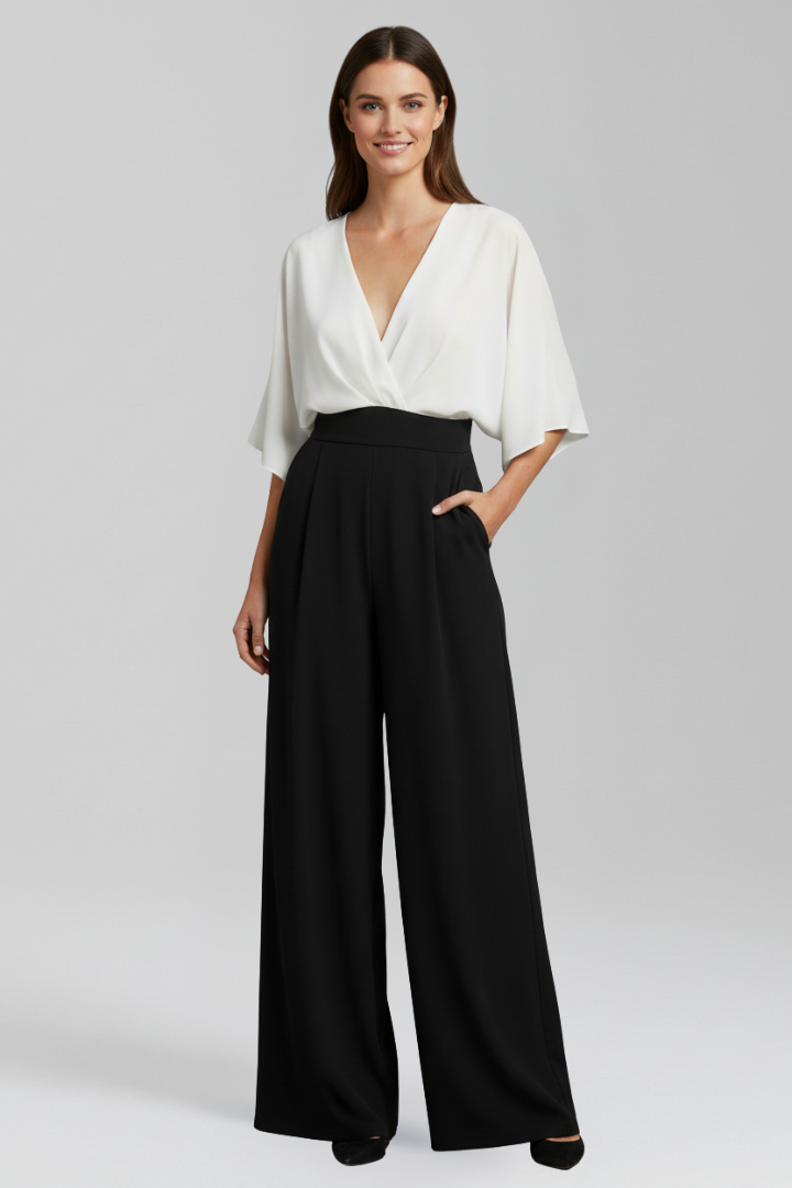 Luna | V Neck Wide-Leg Jumpsuit