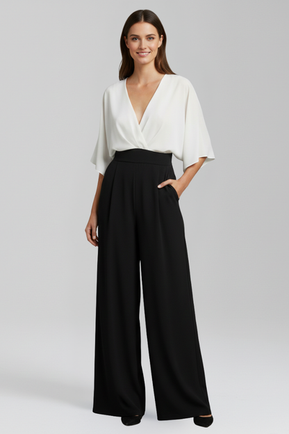 Luna | V Neck Wide-Leg Jumpsuit