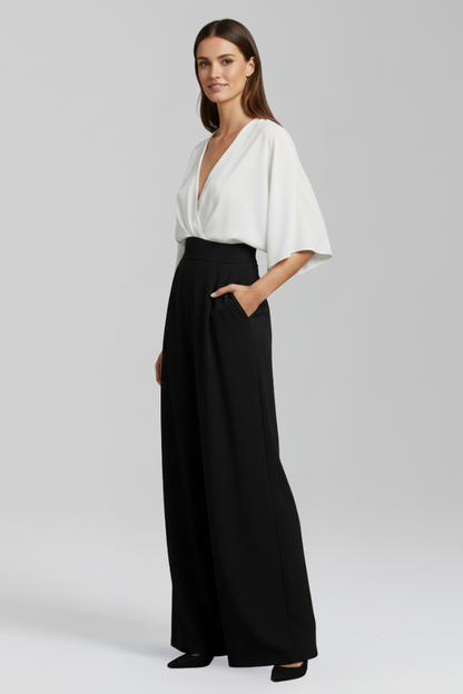 Luna | V Neck Wide-Leg Jumpsuit