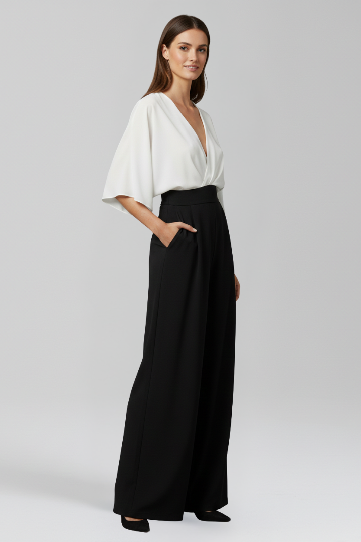 Luna | V Neck Wide-Leg Jumpsuit