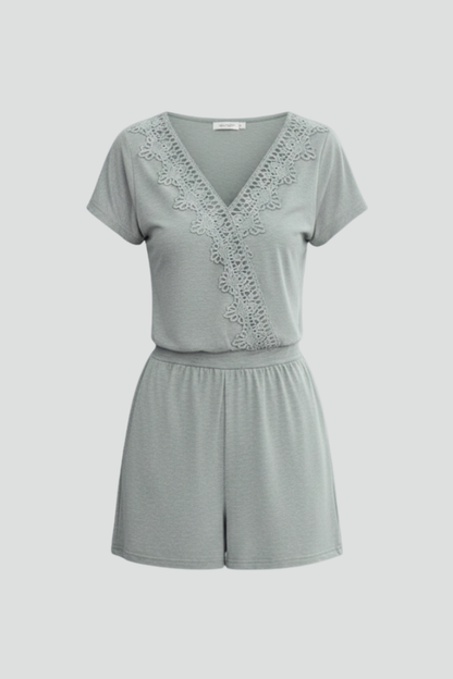 Lila | V Neck Crochet Detail Jumpsuit