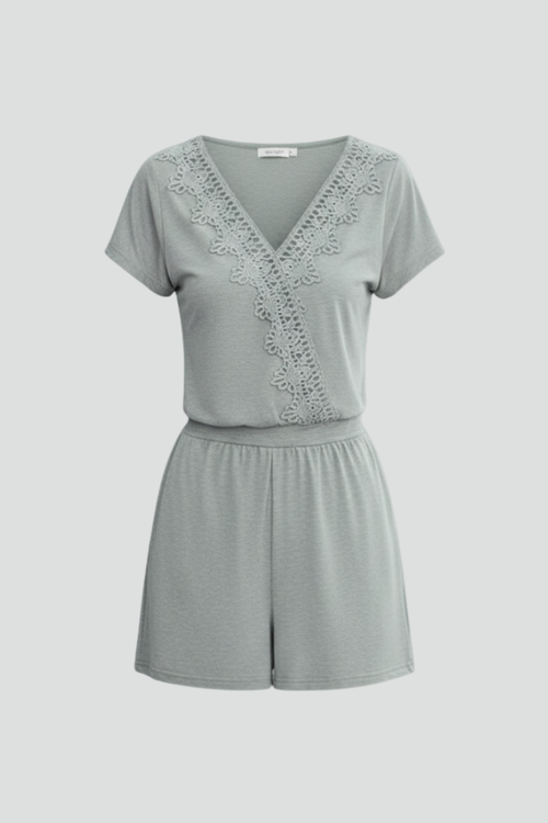 Lila | V Neck Crochet Detail Jumpsuit